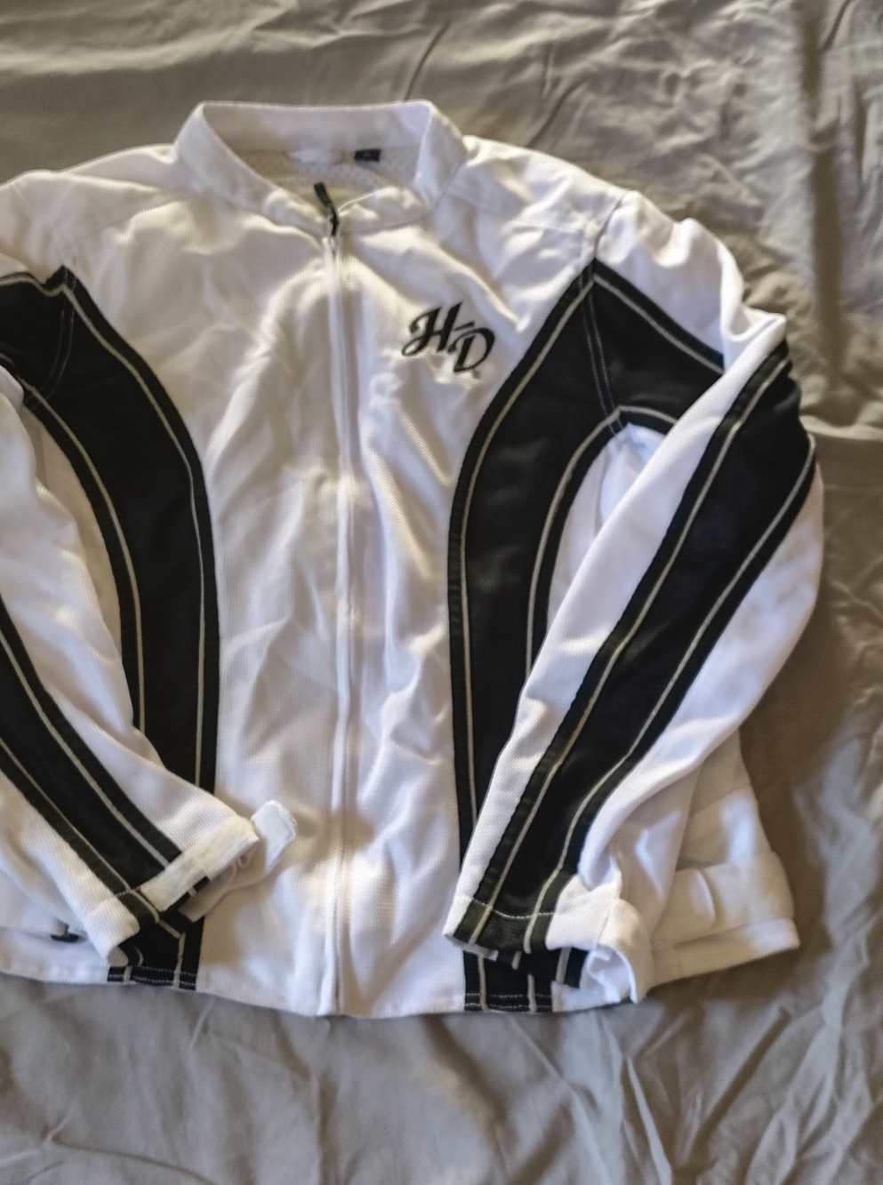 Harley Davidson White & Black Athletic Zip Jacket with HD Logo